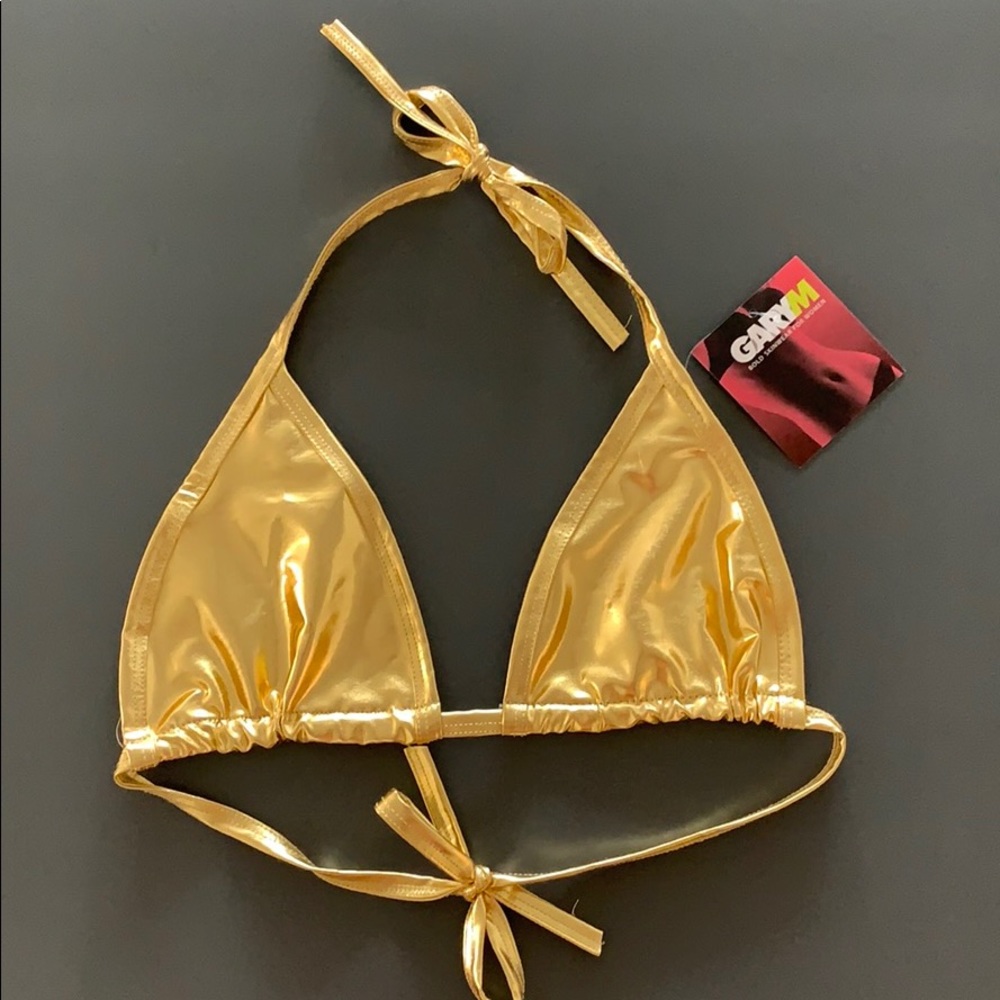 Gold Metallic Triangle Bikini Top